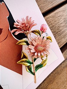 Broche Ramalhete Rosa Antigo