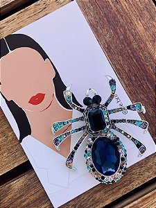 Broche Aranha Glam Azul