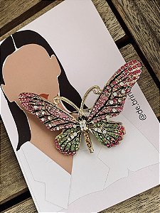 Broche Borboleta Rosa G