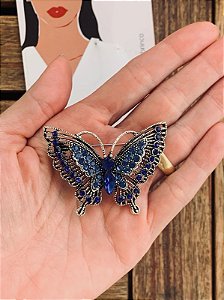Broche Borboleta Prateada azul