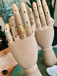 Anel Mariposa aço inox com banho dourado