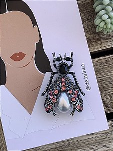 Broche Inseto Prata escura