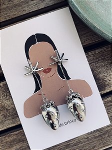 Brinco Morango Prateado