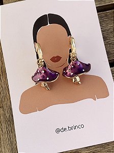 Brinco Argola Cogumelo Roxíssimo