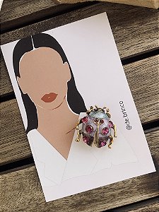 Broche Joaninha Aquarelada Rosa