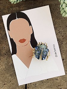 Broche Joaninha Aquarelada Azul