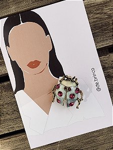 Broche Joaninha Aquarelada Rosa