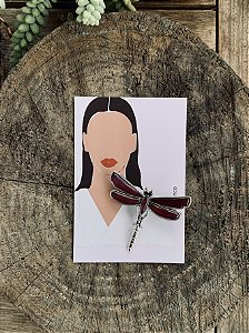 Broche Libélula Bordô