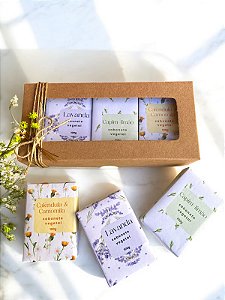 Kit Sabonetes Vegetais - Lavanda, Capim-Limão e Calêndula & Camomila