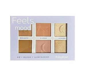 Paleta de bronze blush e iluminador ruby rose