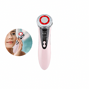 Massageador facial elétrico anti envelhecimento com led rosa
