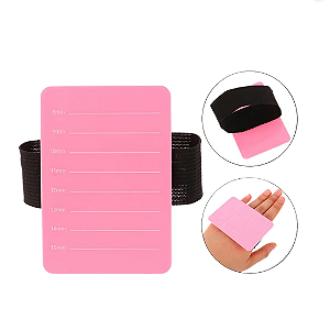 Placa suporte cílios com velcro rosa