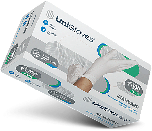 Luva descartavel em látex Standard (com pouco pó) UniGloves