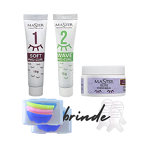 kit Master Soft curl passo 1 + Wave curl passo 2 + Fixing balm + Brinde
