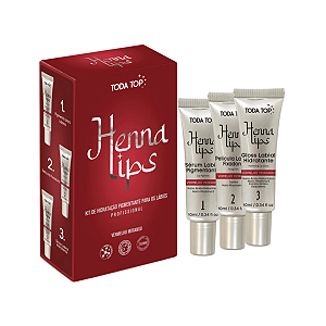 Kit Pigmentação Lábial Henna Lips Vermelho Morango Toda Top