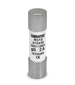 Fusível tipo Cartucho Retardado GG RO15 de 2A 500V 100KA 10x38mm