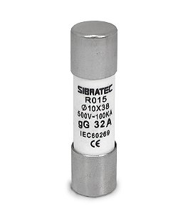 Fusível tipo Cartucho Retardado GG RO15 de 32A 500V 100KA 10x38mm