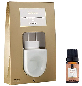 Kit Aromatizador Elétrico Original mais 1 Essência Via Aroma - Black Vanilla