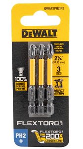 Jogo de bits ponteiras phillips com encaixe de 1/4", PH2 x 56 mm, Flextorq 3.0, DWAF2PH2IR3 DEWALT