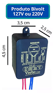 Relé Fotoelétrico (foto Célula) Bivolt Vb42 Sensor Externo