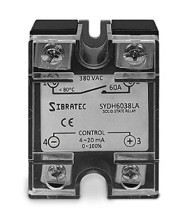 RELÉ DE ESTADO SÓLIDO MONOFÁSICO SYDH6038LA – CONTROLE 4~20MA – CONTATO (60A) SIBRATEC0~380VCA