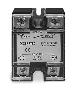 RELÉ DE ESTADO SÓLIDO MONOFÁSICO SYDH6038-VD – CONTROLE 0~10VCC – CONTATO (60A) 0~380VCA SIBRATEC