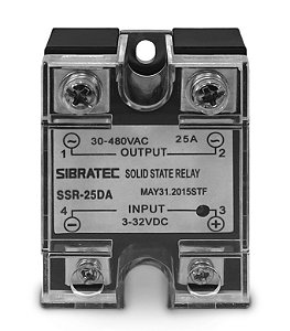 RELÉ DE ESTADO SÓLIDO MONOFÁSICO SSR-25DA 25A CONTROLE = 3~32VCC – CONTATO (25A) = 30~480VCA SIBRATEC