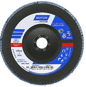 DISCO FLAP ORIGINAL FLD FDTF 180X22 R822 180MM GRÃO P80 NORTON-69957320333