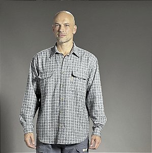 Camisa de Flanela Xadrez Masculina com Proteção Solar UV 30+