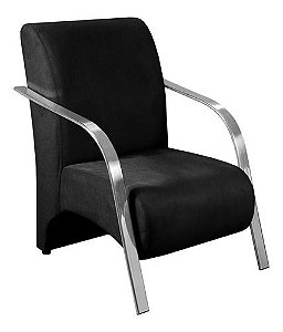 Poltrona Decorativa Moderna Cadeira Luxo Em Suede Com Braços De Alumínio