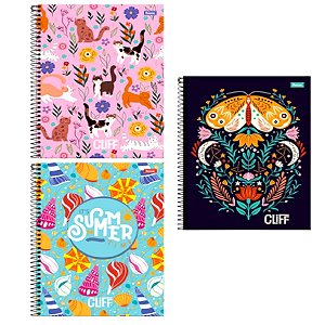 Caderno Universitário Espiral Capa Dura Cliff Feminino 160 Folhas 10 Matérias