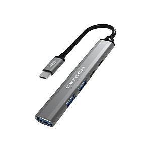 Hub C3Tech USB‑C 3.0 5 Portas – 1x USB‑C + USB‑3.0, Plug and Play, Ideal para Notebooks & Escritório