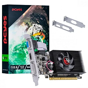 Placa de Vídeo PCYes Nvidia GeForce G210 1GB DDR3 64 Bits  HD HDMI DVI VGA
