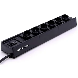 Filtro de Linha C3 Tech 6 Tomadas Bivolt Preto FL-61BK com Proteção Contra Sobretensão e Cabo Longo – Segurança para Seus Aparelhos