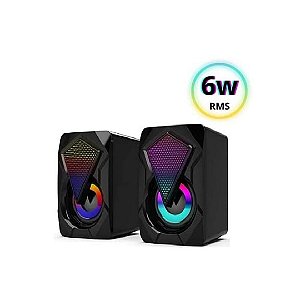 Caixa de Som Gamer Knup KP RO800 RGB 6W RMS USB P2 Para Computador Notebook