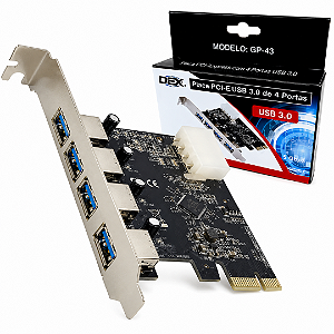 Placa PCI-E USB 3.0 4 Portas Dex DP-43 5Gbps SuperSpeed