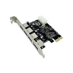 Placa PCIe USB 3.0 4 Portas 5Gbps para PC Desktop