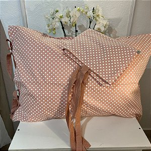 Capa de Travesseiro Algodão – Estampa Poá Rosê com Laços