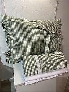 Jogo de Lençol Xadrez Verde 230 Fios – 100% Algodão (King)