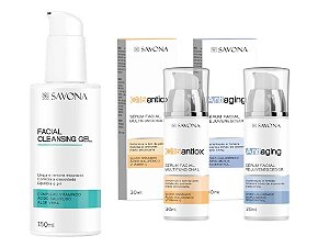 KIT REJUVENESCEDOR - Gel de Limpeza Facial + Sérum Multifuncional + Sérum Rejuvenescedor