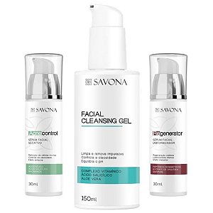 KIT ANTI ACNE - Gel de Limpeza Facial + Sérum Anti Acne + Sérum Clareador