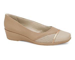 Sapato Comfortflex Linha Confoto Feminino Anabela ALMOND