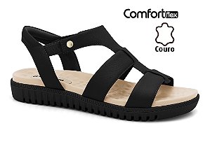 Sandalia Comfortflex Feminina Tiras Preta