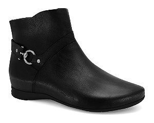 Bota Comfortflex Cano Curto Feminina Conforto Preta