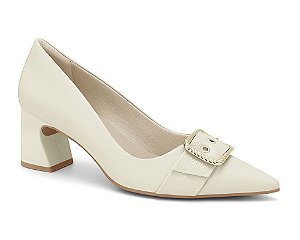 Sapato Scarpin Salto Bloco Ramarim Bico Fino Coconut