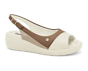 Sandalia Comfortflex Anabela Slingback Coconut