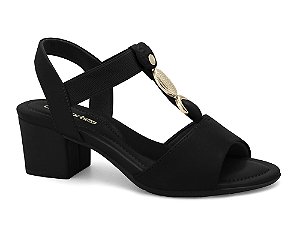 Sandalia Comfortflex Salto Bloco Feminina Preta