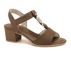 Sandalia Comfortflex Salto Bloco Feminina Cacau