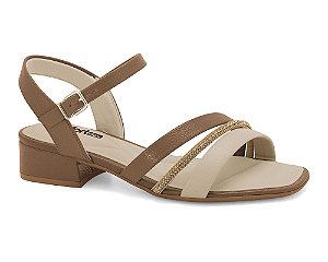 Sandalia Comfortflex Strass Saltinho Almond