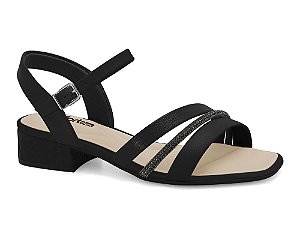 Sandalia Comfortflex Strass Saltinho Preto